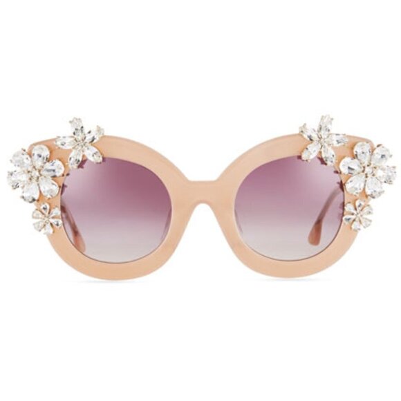 ?ALICE + OLIVIA? Madison Floral Sunglasses Blush Acetate Swarovski Crystal NWT main image 4